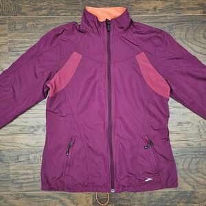 Brooks Running Jacket Womens Medium Fuschia Purple Athlesiure Preppy‎